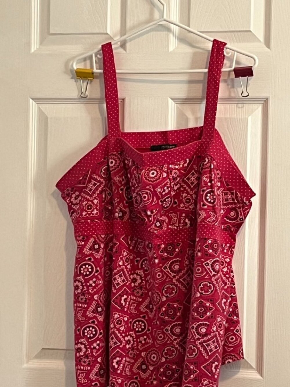 Bright pink banana print empire waist tank top size 3x